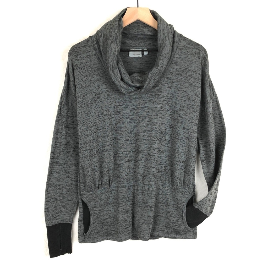 ATHLETA Batwing & Robin Cowl Neck Top Women's Sz M Heather Gray Sweatshirt Thumb